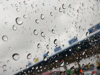 Close-up of water drops on glass