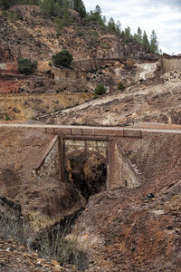 View of railroad track passing through landscape