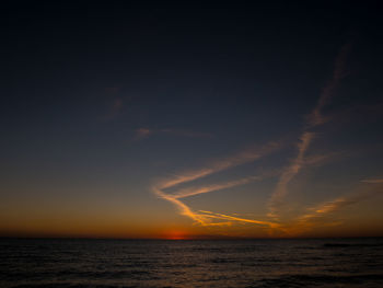 Scenic view of sea against sky at sunset