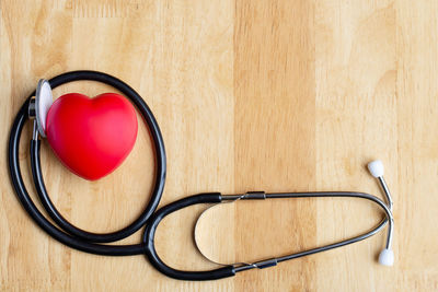 High angle view of heart shape on table