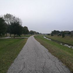 Road amidst trees against clear sky