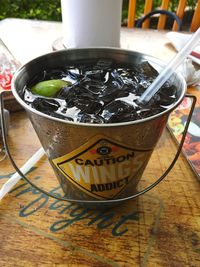 Close-up of drink on table