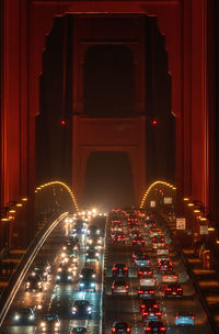 Traffic on golden gate bridge at night
