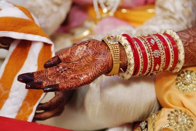 Close-up of woman's mehndi hand