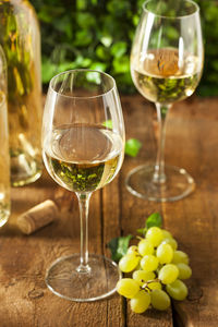 Close-up of wineglass on table