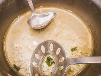 High angle view of food in container