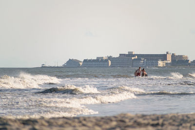 Scenic view of sea against clear sky