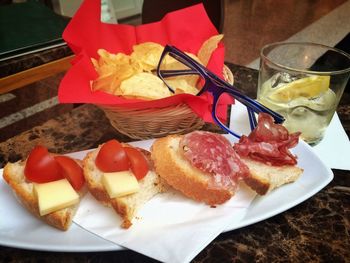 Close-up of served food