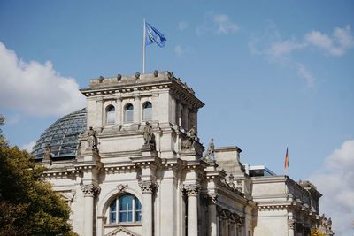 Low angle view of historic building against sky