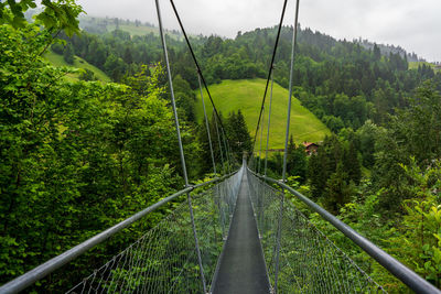 Old suspension bridge in switzerland.