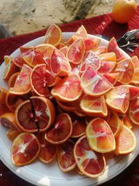 Close-up of fruits in plate