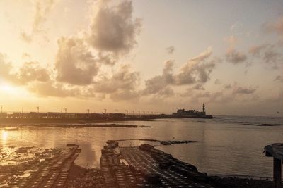 Scenic view of sea against sky during sunset