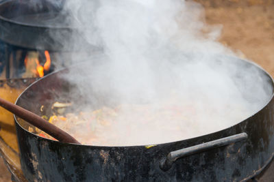 Close-up of fire on barbecue grill