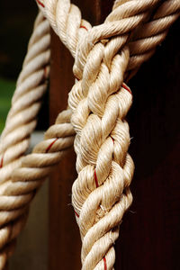 Close-up of rope tied up outdoors