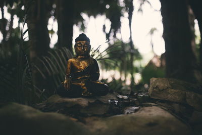 Buddha statue against trees