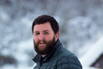 Portrait of bearded man in winter