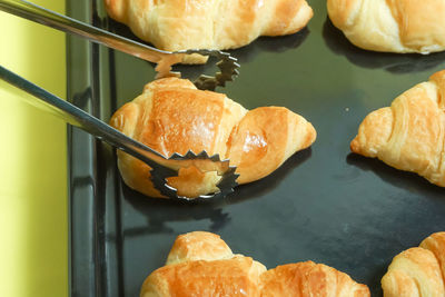 High angle view of dessert on table