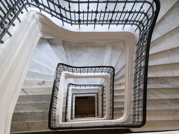 Low angle view of spiral staircase of building