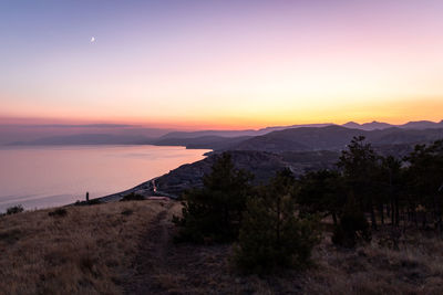 Scenic view of sea against sky during sunset