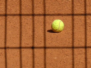 High angle view of green ball on floor