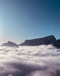 Scenic view of majestic mountains against sky