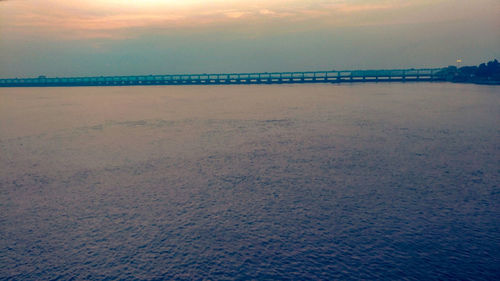 Scenic view of sea against sky at sunset