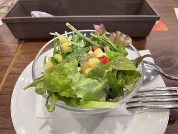 Close-up of food in plate on table