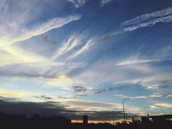 Low angle view of sky during sunset