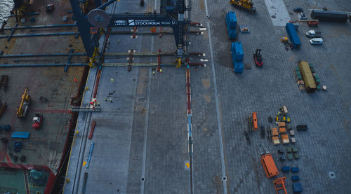 High angle view of city street