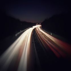 Light trails on highway at night