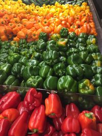 High angle view of vegetables for sale in market