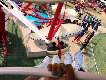 Low section of people in amusement park