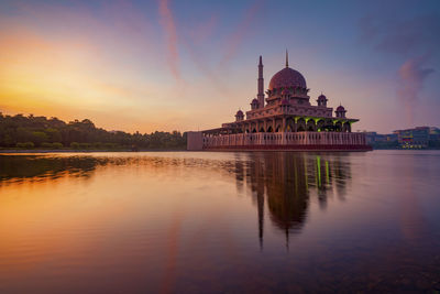 View of mosque at sunrise in putrajaya, malaysia