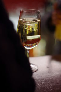 Close-up of hand holding wineglass