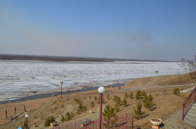 High angle view of beach against sky