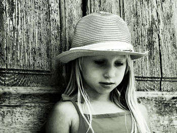 Portrait of girl wearing hat