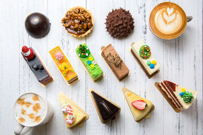 High angle view of food against white background