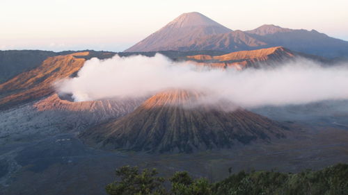 View of volcanic mountain range