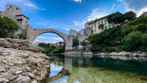 Bridge over river against sky