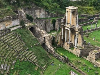 High angle view of old ruins