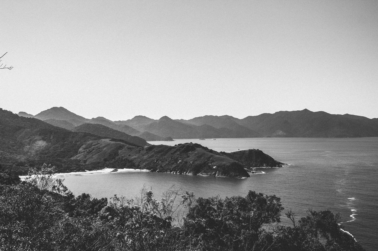 Scenic view of sea against clear sky