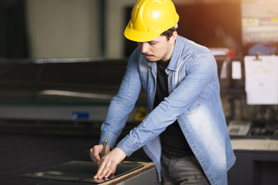 Man working in bus