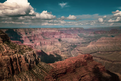 Scenic view of dramatic landscape against cloudy sky