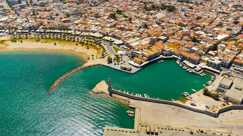 High angle view of buildings in city