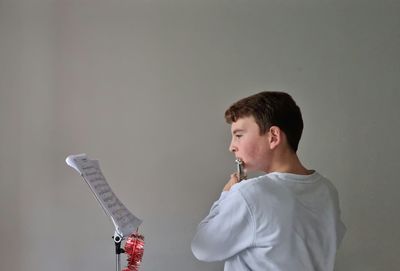 Boy playing flute