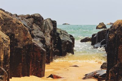 Scenic view of sea against clear sky