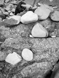 Close-up of pebbles on beach