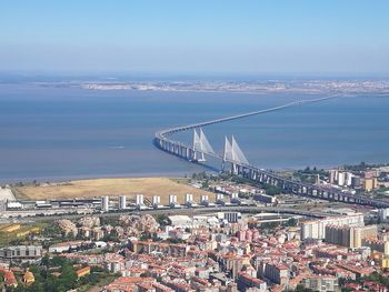 High angle view of bridge over river