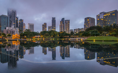 City skyline with waterfront