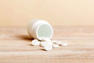 Close-up of pills on table